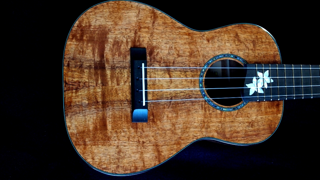 Plumeria Inlay and Koa Tenor Ukulele Kimo Ukulele